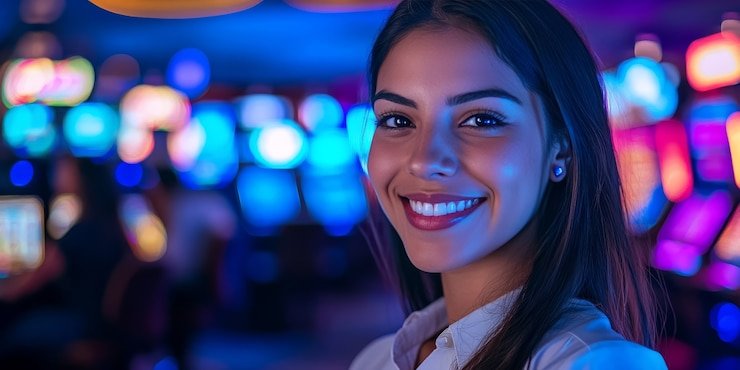 Dealer membagikan kartu dalam permainan Casino Hold'em langsung